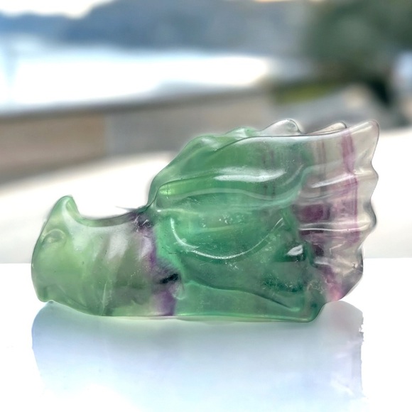 Rainbow Fluorite Large Dragon Hand Carved Crystal Gemstone - Picture 2 of 3